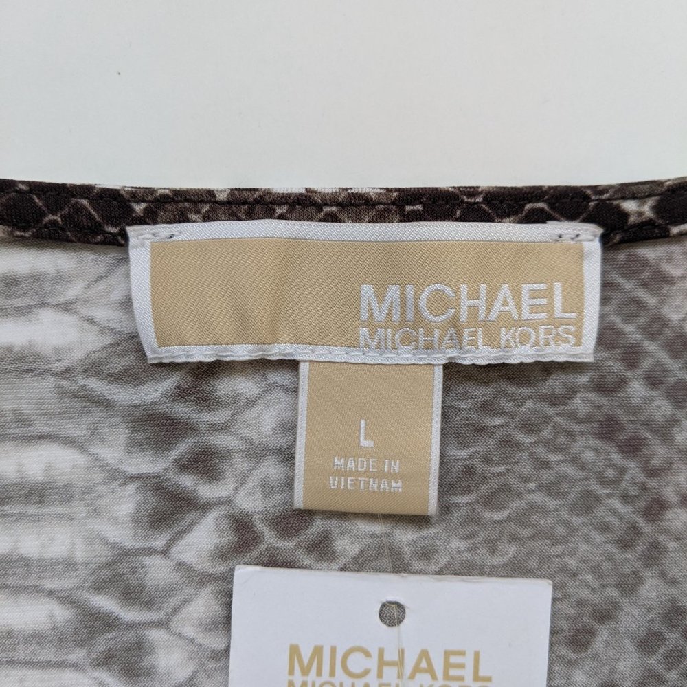 SOLD Michael Kors Brown Snake Print Wrap Dress L - Picture 13 of 16